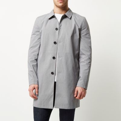 Grey smart checked mac coat